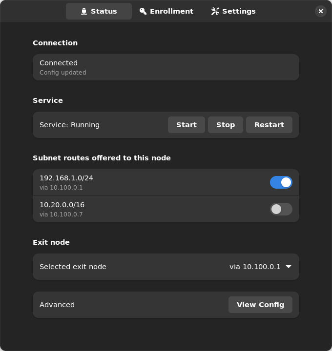 Linux desktop app in dark mode